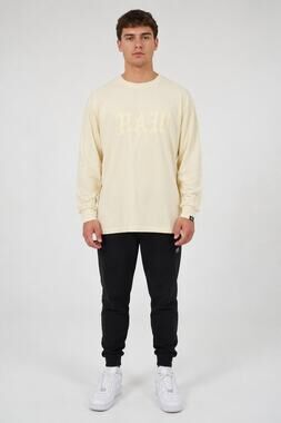 RawGear Long Sleeve Logo T Shirt Mens Size Large Cream New Tee Activewear #405